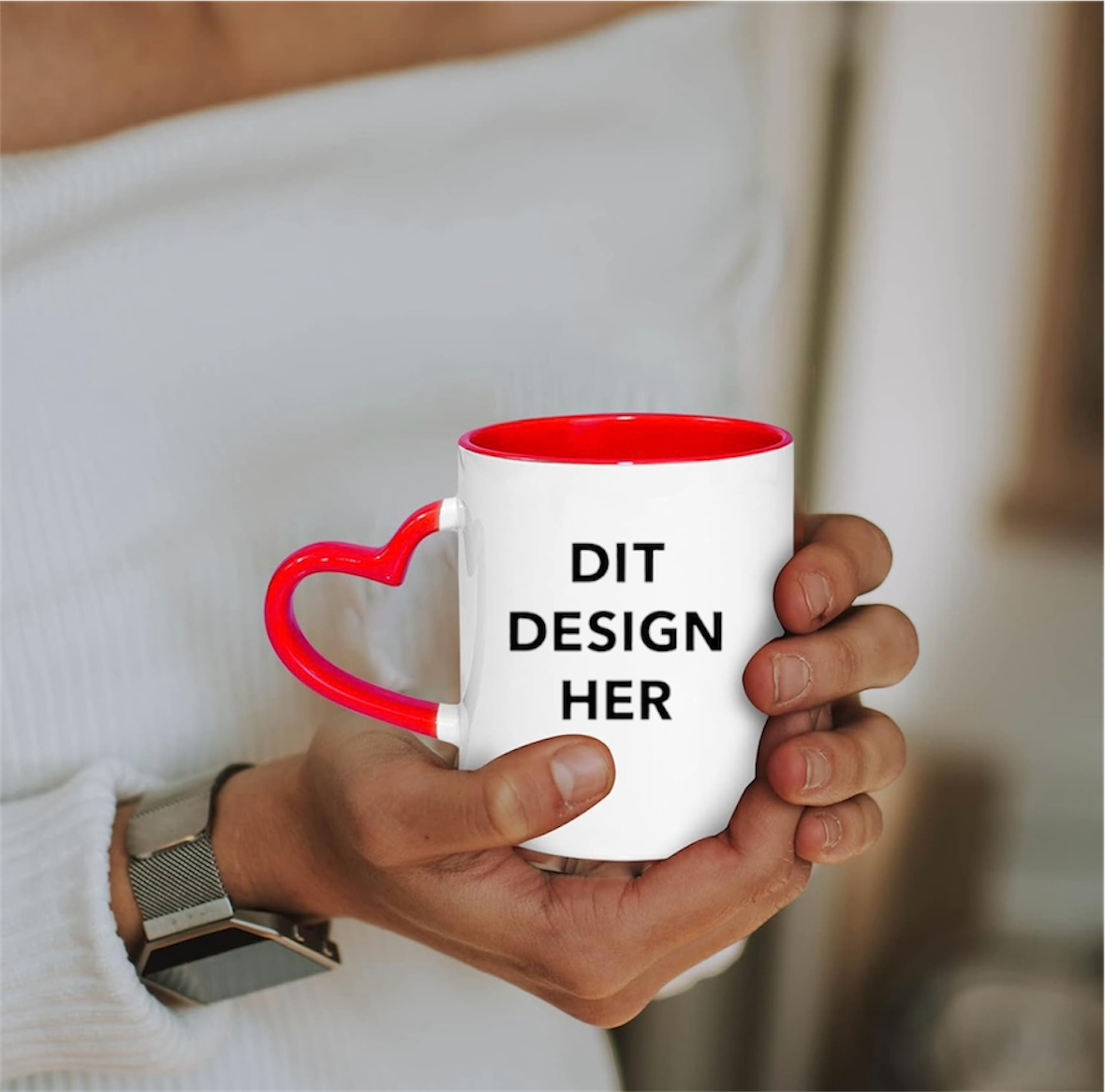 Kaffekop m. hjertehank rød - Billede 3