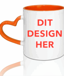 Kaffekop m. hjertehank orange